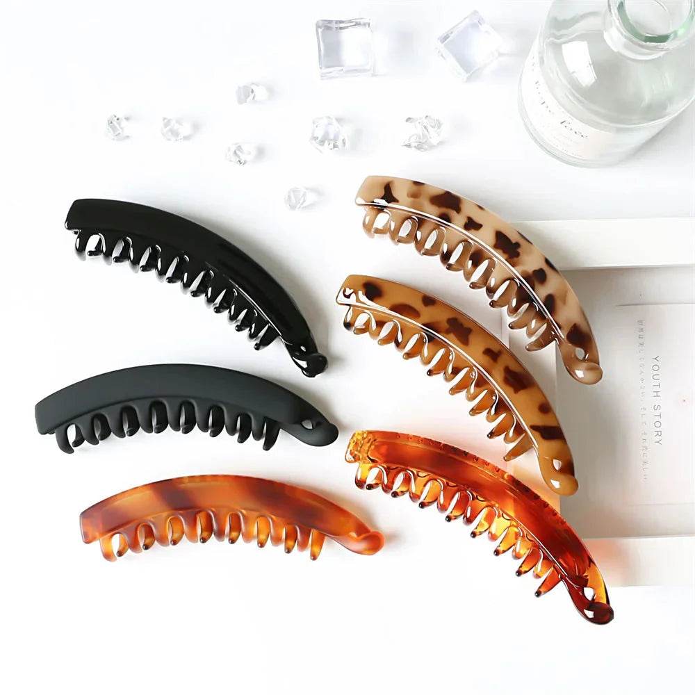 Frosted Solid Color Banana Hair Clips – Fashion Ponytail Barrettes & Hair Claws for Women - FASHIST