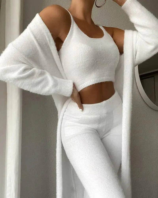3-Piece Fuzzy Fleece Loungewear Set - FASHIST
