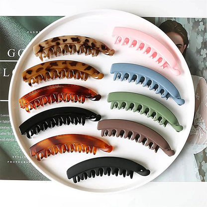Frosted Solid Color Banana Hair Clips – Fashion Ponytail Barrettes & Hair Claws for Women - FASHIST