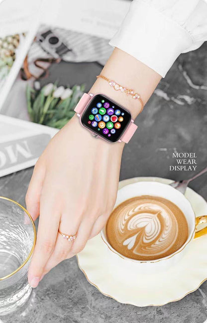 Smart Fitness Tracker Watch for Android/Ios - IP68, Heart Rate/Blood Oxygen/Sleep Monitoring, 8 Sports Modes, Breath Training, Weather Updates - 1.69-Inch Display for Men and Women (Rose Gold) - FASHIST