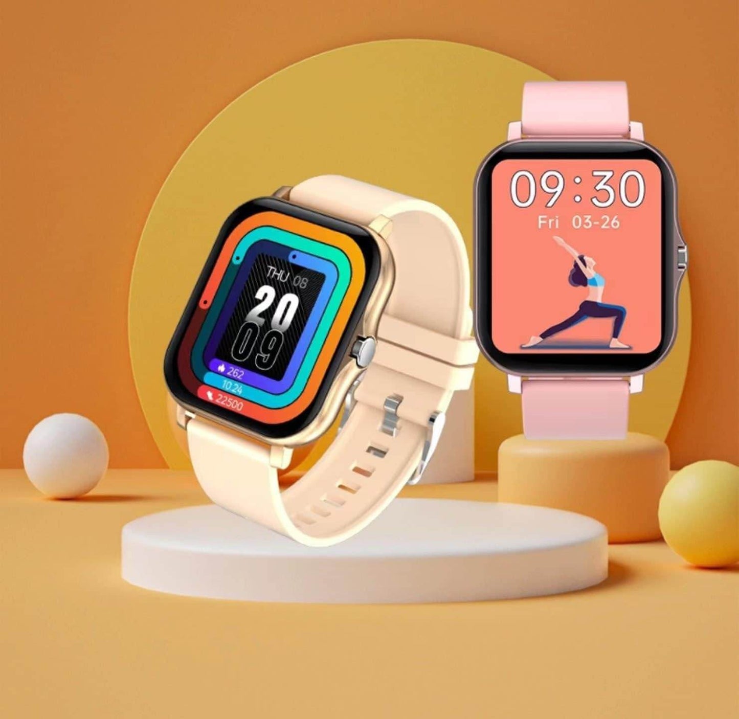 Smart Fitness Tracker Watch for Android/Ios - IP68, Heart Rate/Blood Oxygen/Sleep Monitoring, 8 Sports Modes, Breath Training, Weather Updates - 1.69-Inch Display for Men and Women (Rose Gold) - FASHIST
