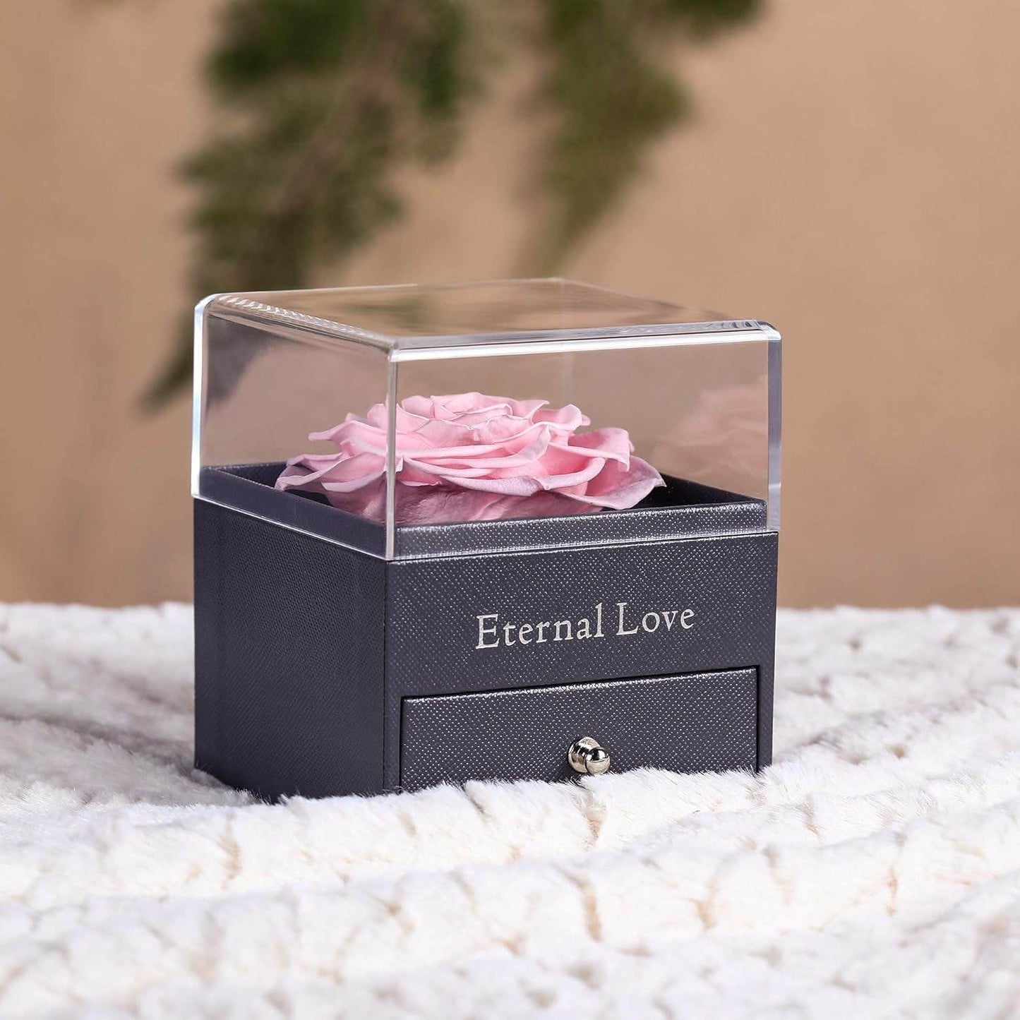 Preserved Real Pink Rose with Love You Necklace in 100 Languages Gift Set, Enchanted Real Rose Flower for Valentine'S Day Anniversary Wedding Bthday Romantic Gifts for Her (Pink Rose) - FASHIST