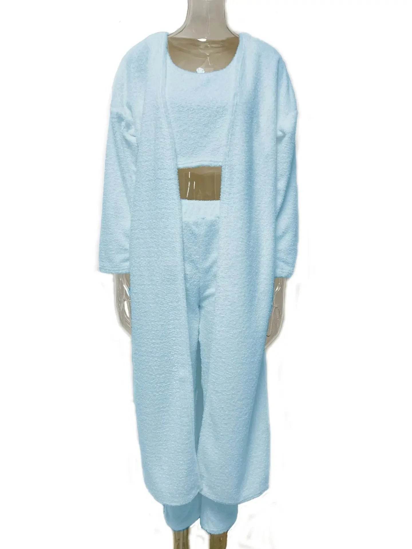 3-Piece Fuzzy Fleece Loungewear Set - FASHIST